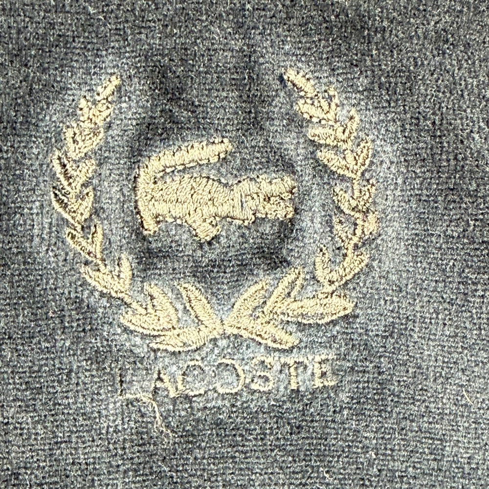 Izod Lacoste Velour Sweatshirt Men XL Navy Blue Crest Logo Pullover Vintage 80s? - Picture 6 of 11